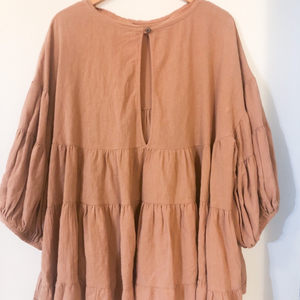 Free people Brianna tunic balloon sleeve open slit ruched flowy - Picture 15 of 15